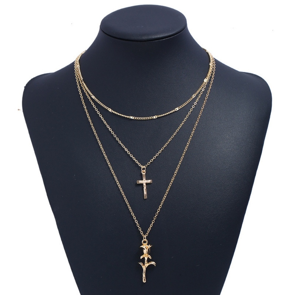 Multi-Layer Rose Chain Necklace - Picture 5 of 5